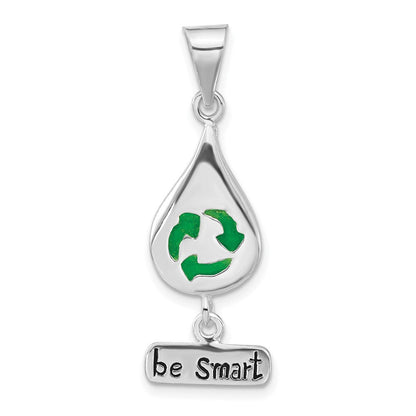 Sterlingsilber Poliert Emailliert Recycle Tropfen Be Smart Anhänger
