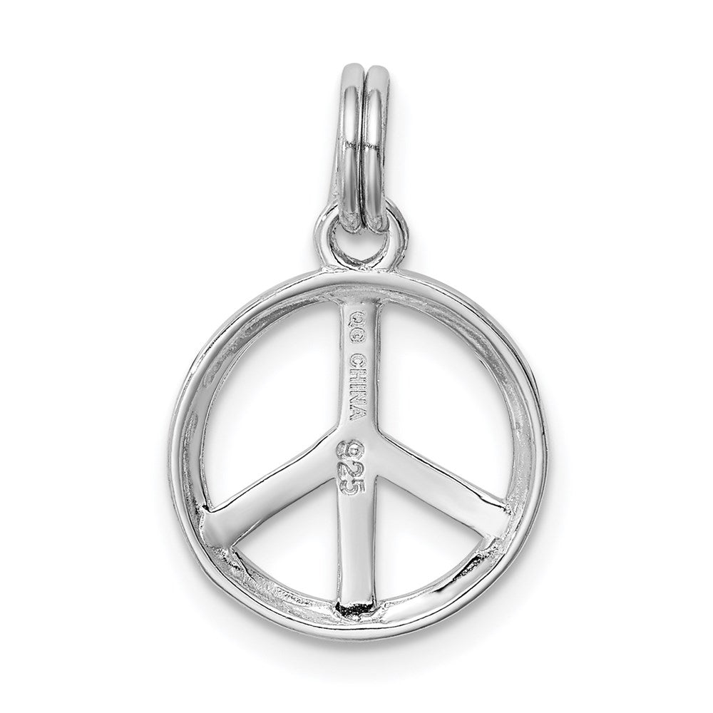 Sterlingsilber Rhodium-platedpolished Frieden Zeichen Charm