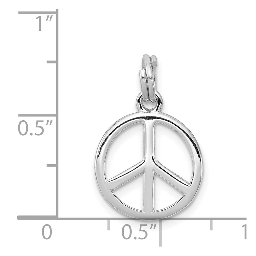 Sterlingsilber Rhodium-platedpolished Frieden Zeichen Charm