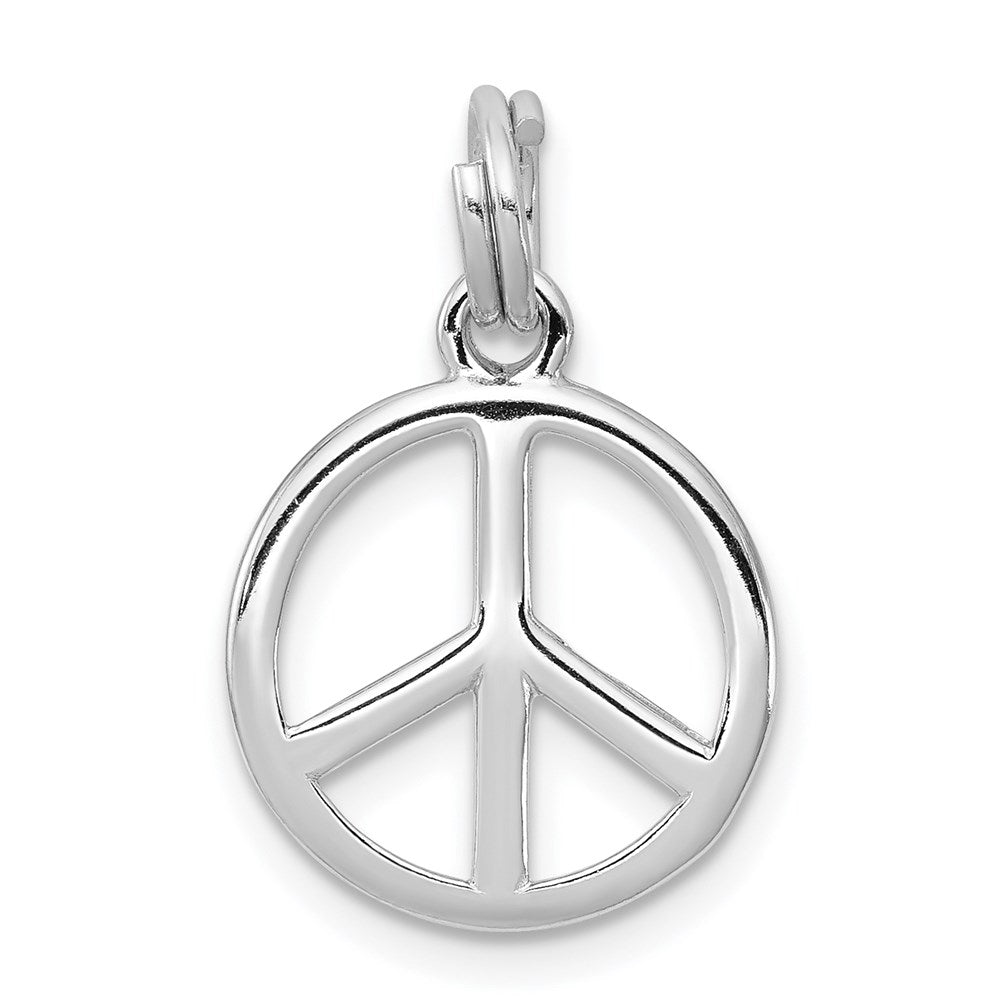 Sterlingsilber Rhodium-platedpolished Frieden Zeichen Charm