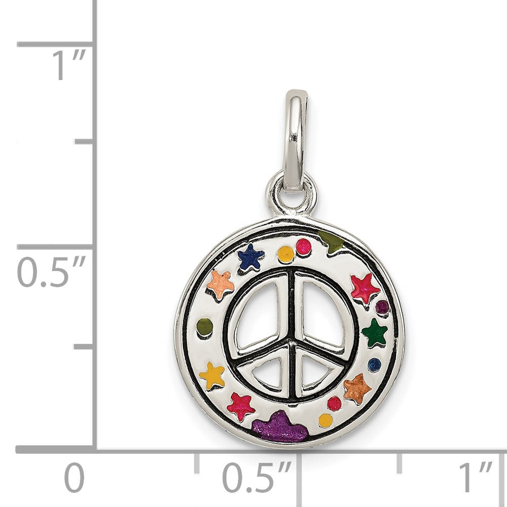 Sterlingsilber Emailliert Frieden Zeichen Charm