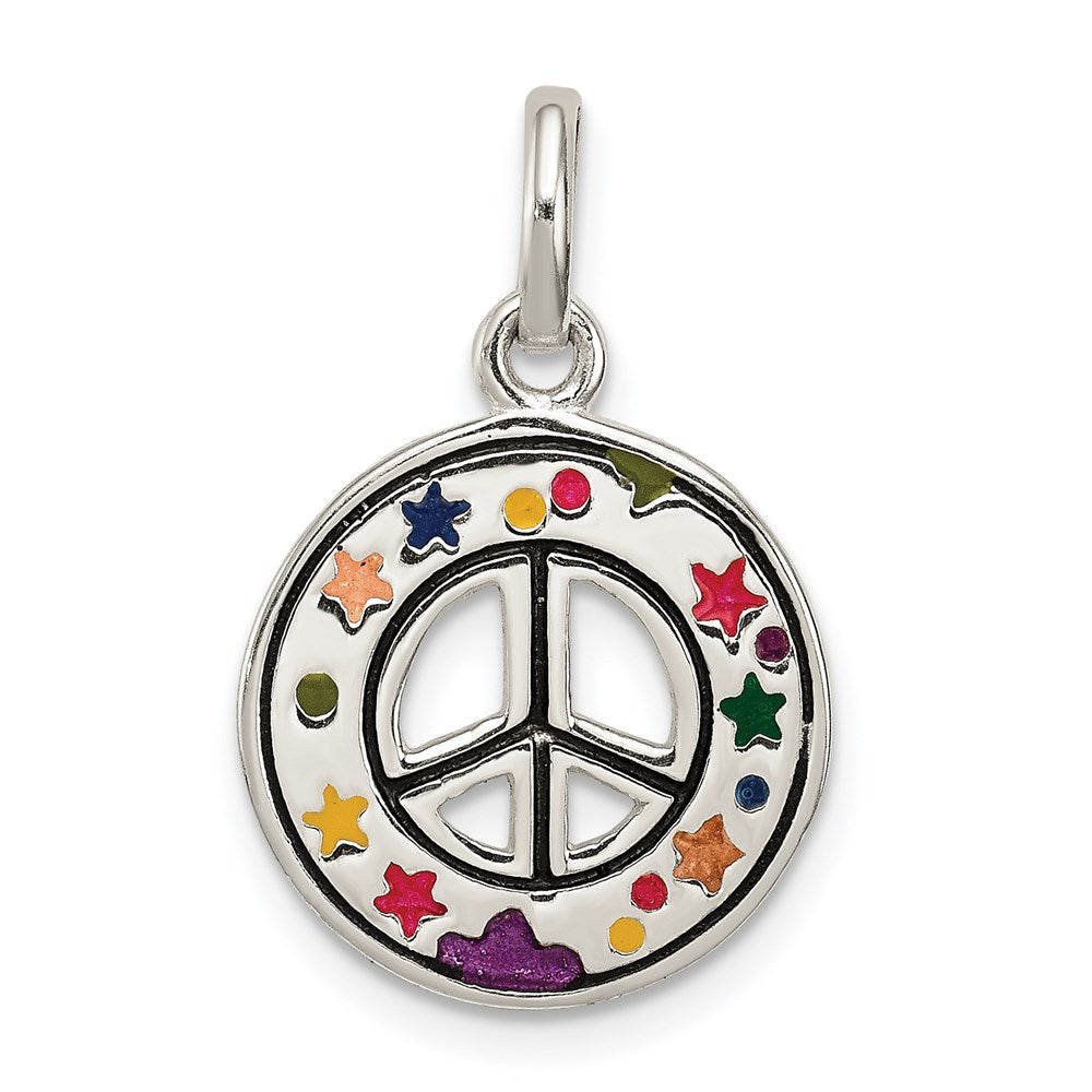 Sterlingsilber Emailliert Frieden Zeichen Charm