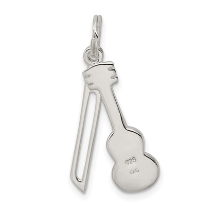 Sterlingsilber Poliert Violin & Schleife Charm