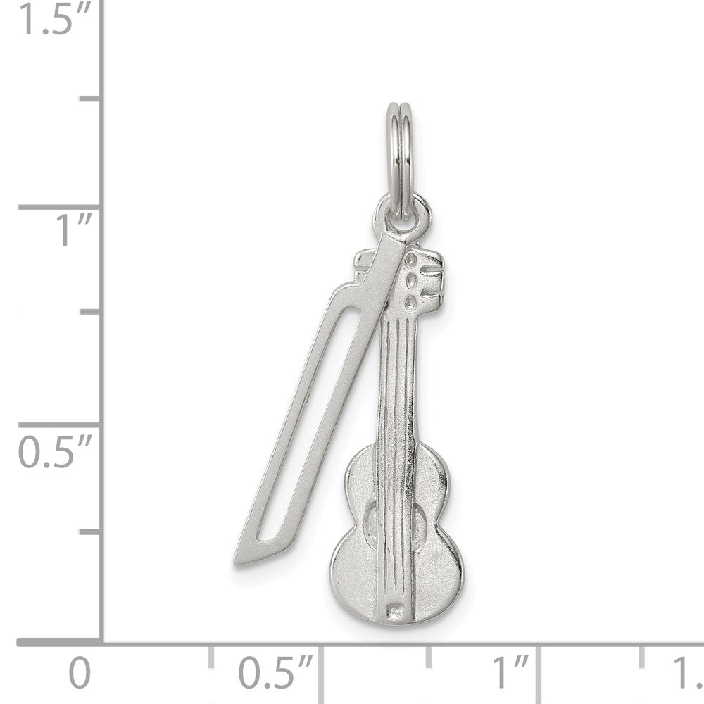 Sterlingsilber Poliert Violin & Schleife Charm