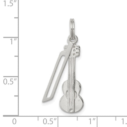 Sterlingsilber Poliert Violin & Schleife Charm