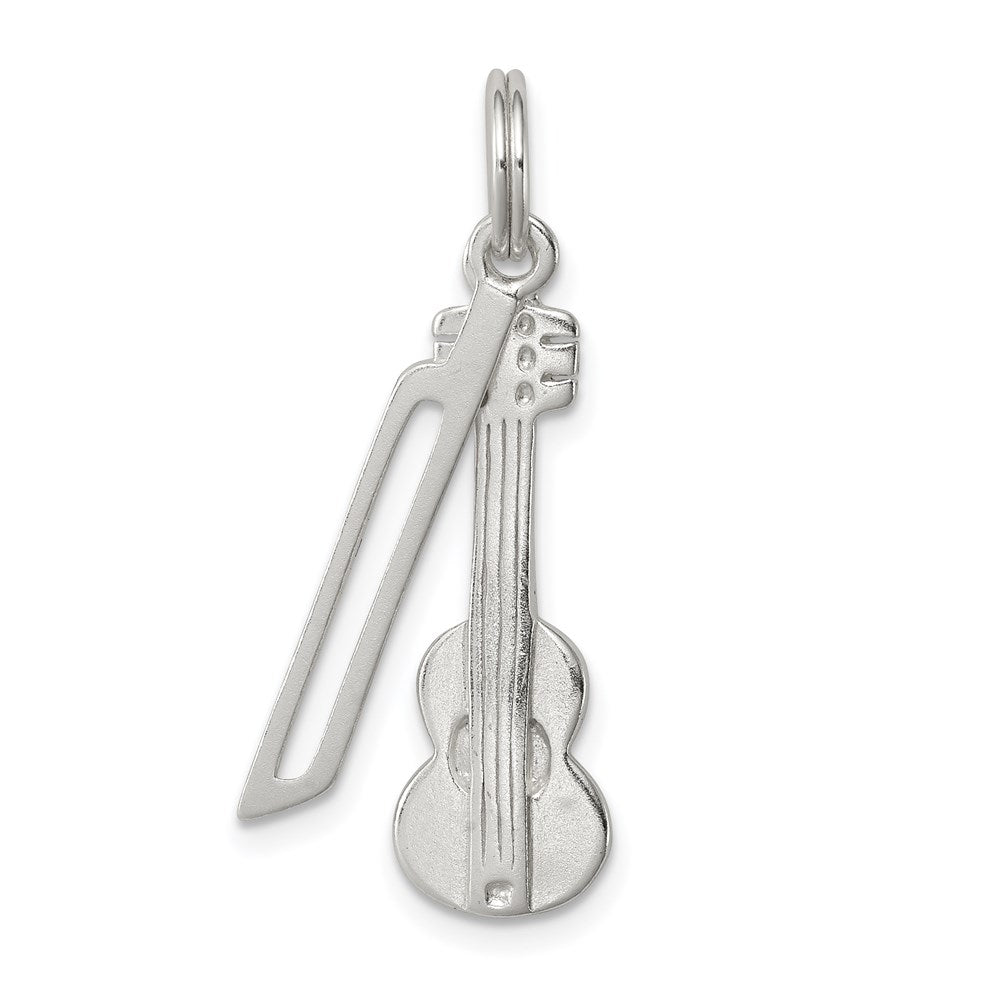 Sterlingsilber Poliert Violin & Schleife Charm