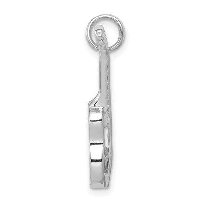 Sterlingsilber Rhodium-platedpolished Gitarre Charm