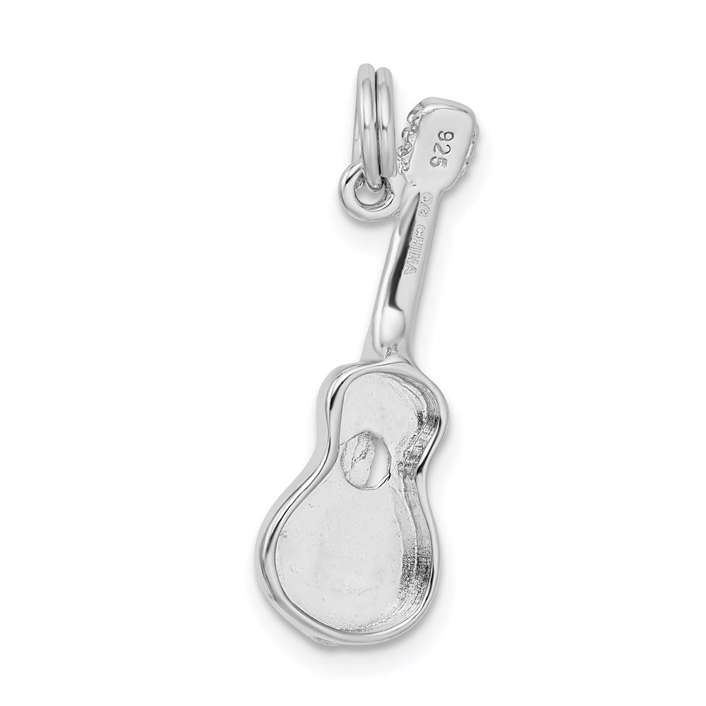 Sterlingsilber Rhodium-platedpolished Gitarre Charm