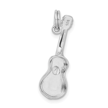 Sterlingsilber Rhodium-platedpolished Gitarre Charm