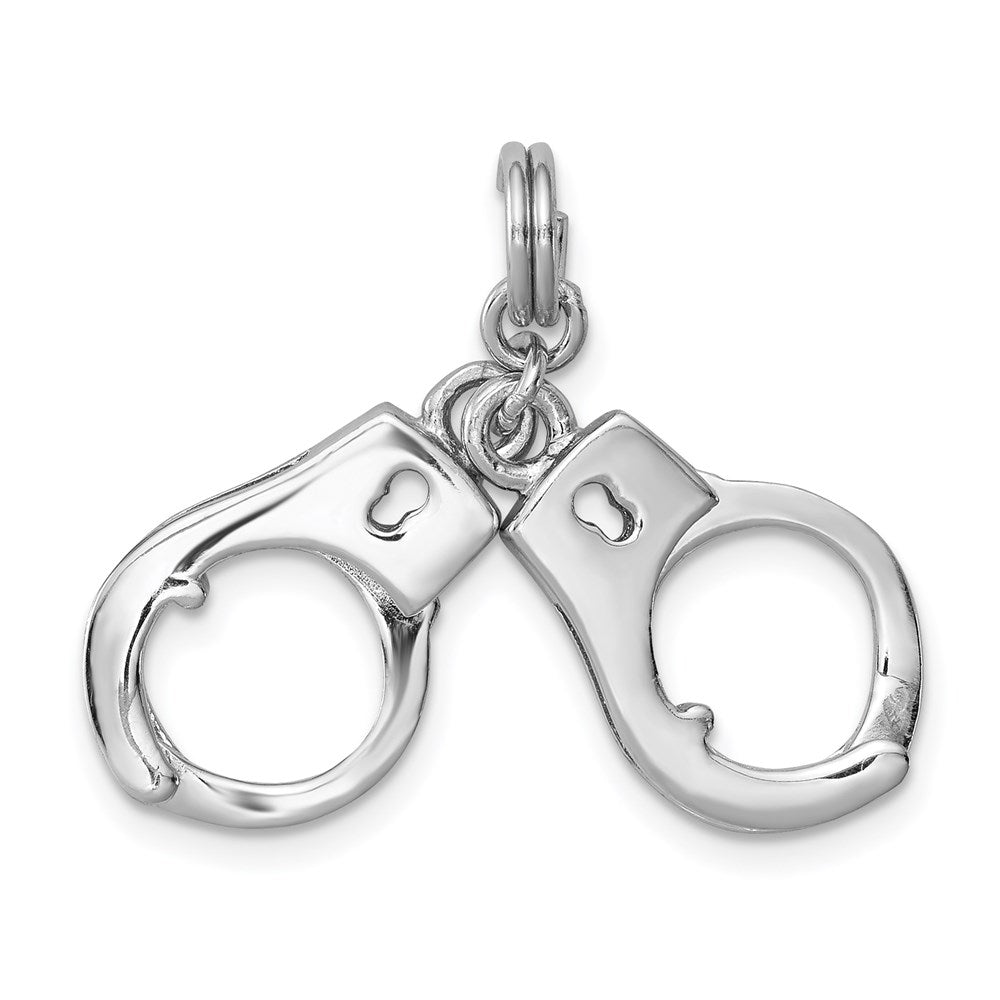 Sterlingsilber Rhodium-platedpolished Movable Handcuffs Charm