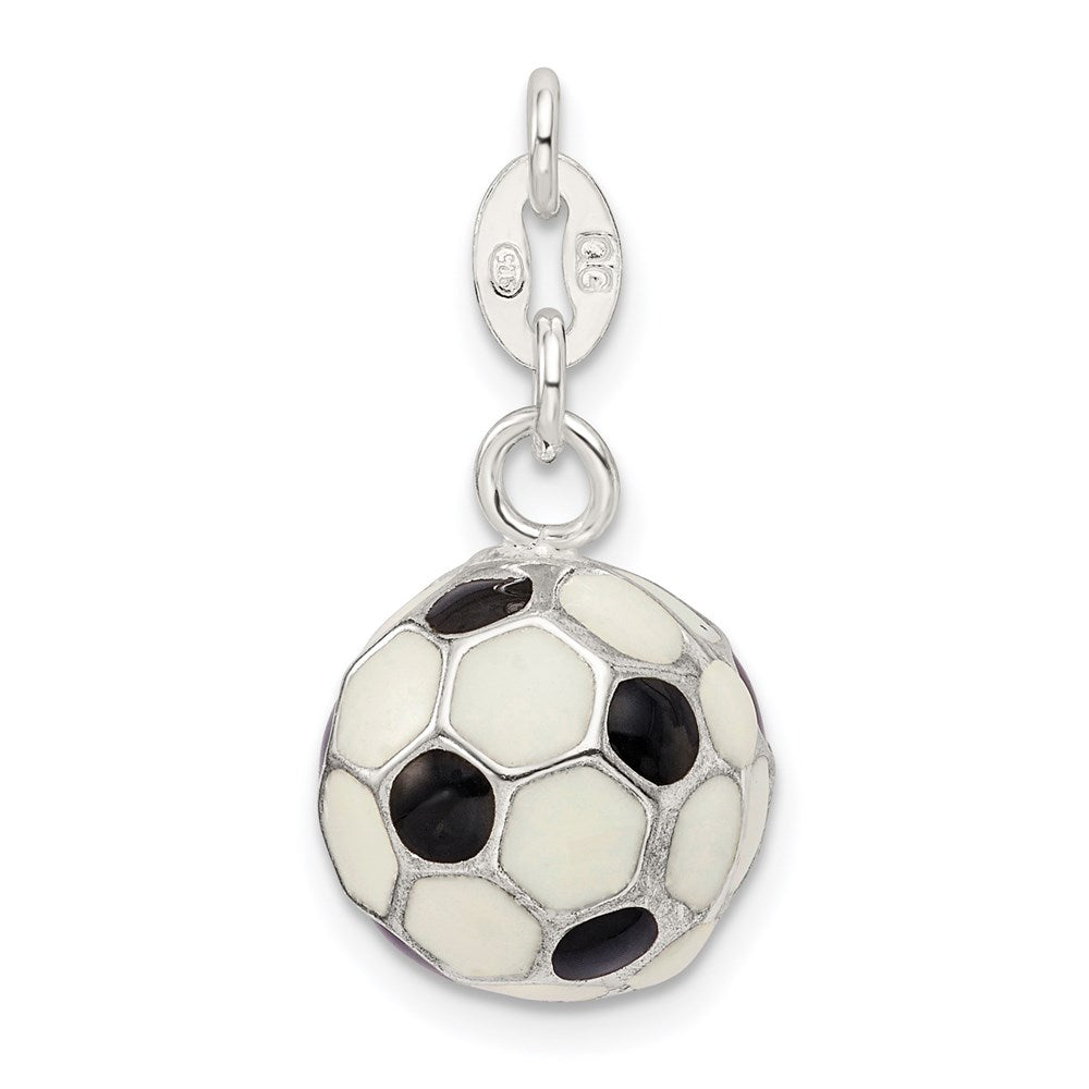 Sterlingsilber Emailliert Fußball Kugel Charm