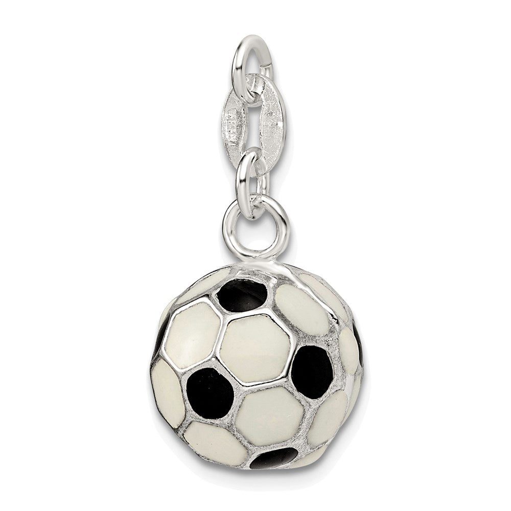 Sterlingsilber Emailliert Fußball Kugel Charm