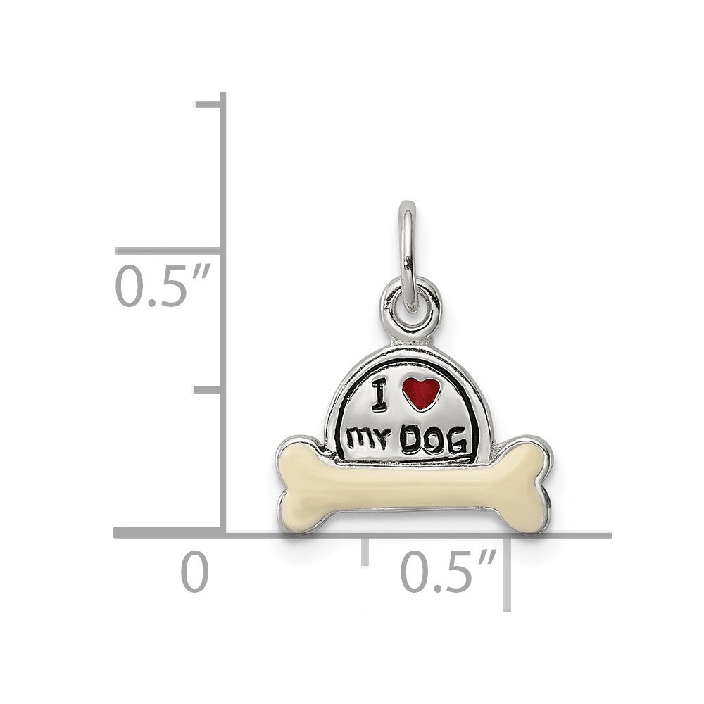 Sterlingsilber Emailliert I Liebe My Hund Charm