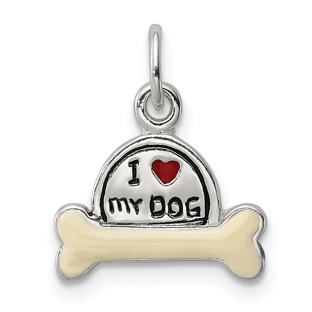 Sterlingsilber Emailliert I Liebe My Hund Charm