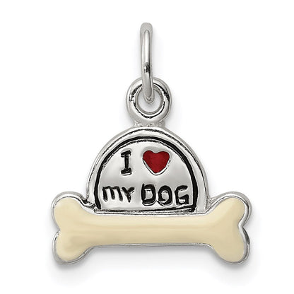 Sterlingsilber Emailliert I Liebe My Hund Charm