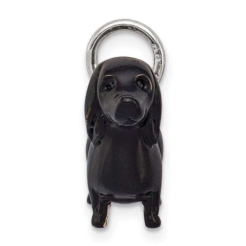Sterlingsilber Schwarz Emaille Dachshund Anhänger