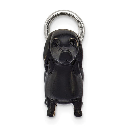 Sterlingsilber Schwarz Emaille Dachshund Anhänger