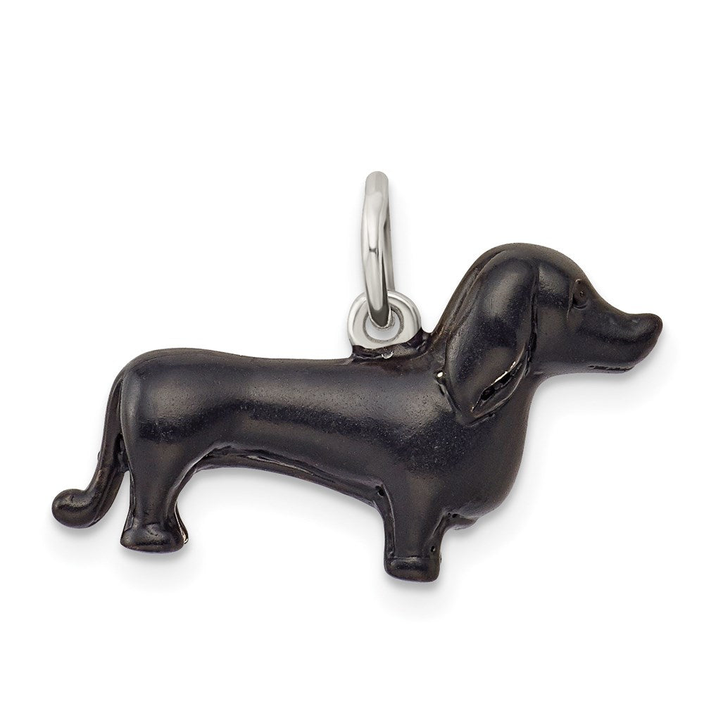 Sterlingsilber Schwarz Emaille Dachshund Anhänger