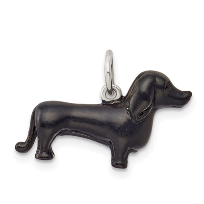 Sterlingsilber Schwarz Emaille Dachshund Anhänger