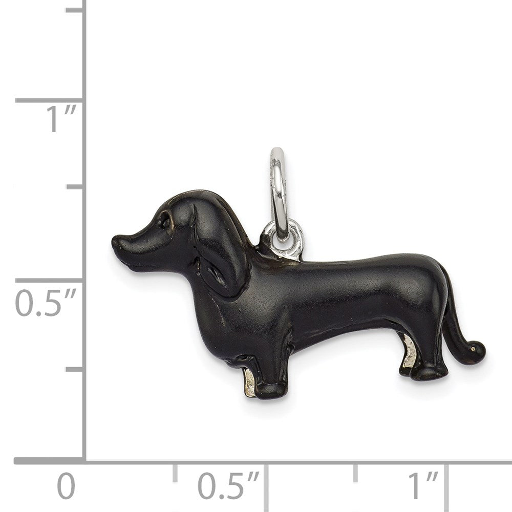 Sterlingsilber Schwarz Emaille Dachshund Anhänger