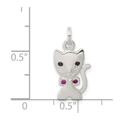 Sterlingsilber Emailliert Katze Charm