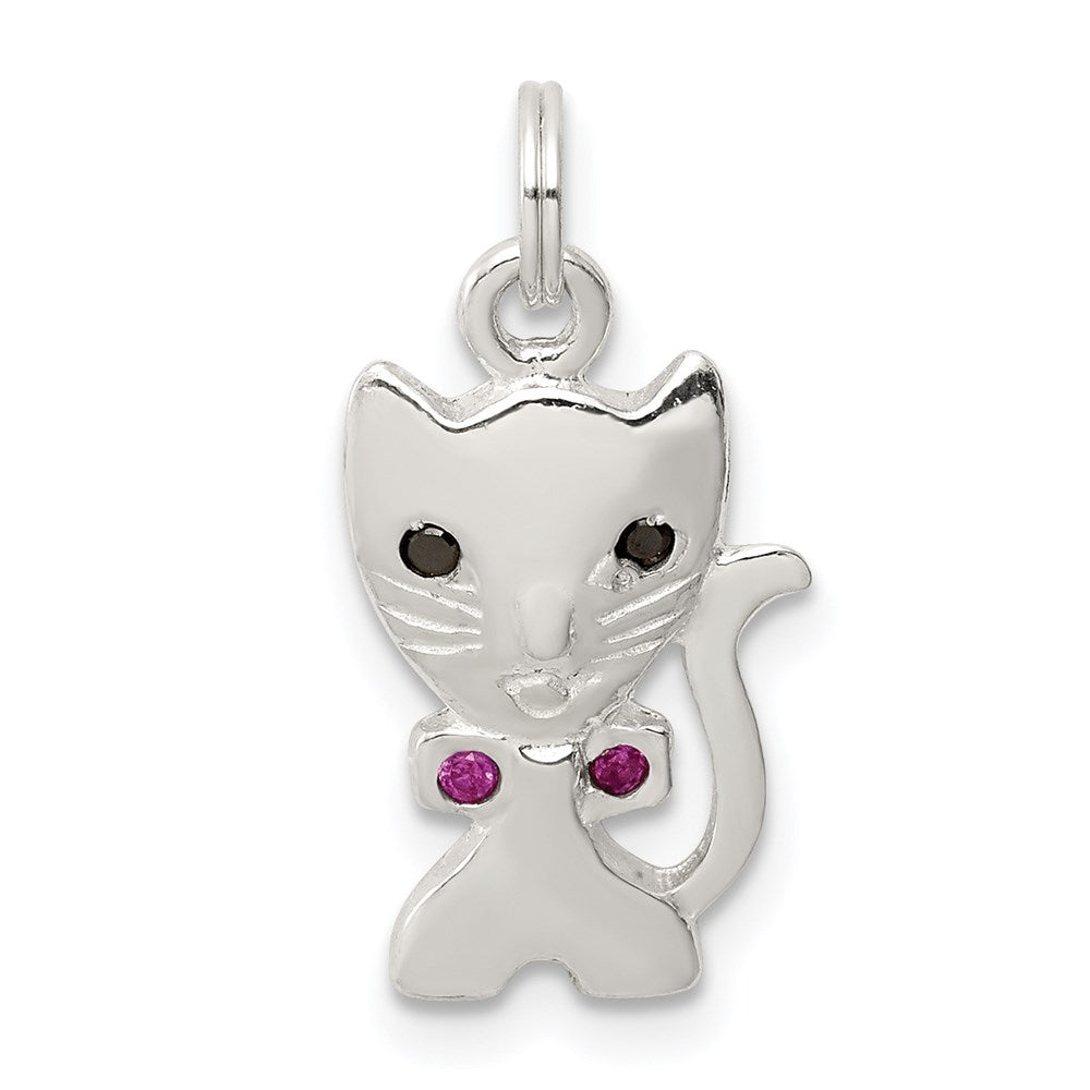 Sterlingsilber Emailliert Katze Charm