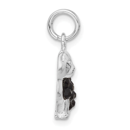 Sterlingsilber Schwarz Zirkonia Emailliert Katze Charm