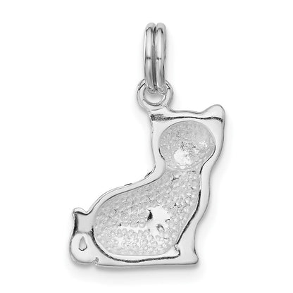 Sterlingsilber Schwarz Zirkonia Emailliert Katze Charm