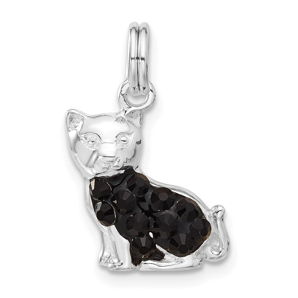 Sterlingsilber Schwarz Zirkonia Emailliert Katze Charm