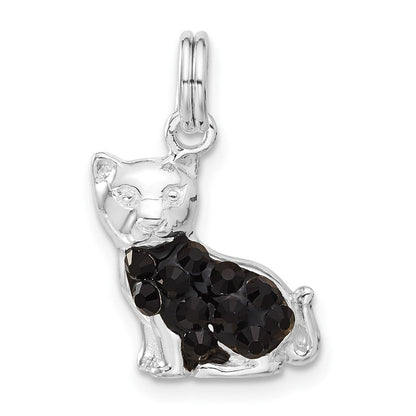Sterlingsilber Schwarz Zirkonia Emailliert Katze Charm