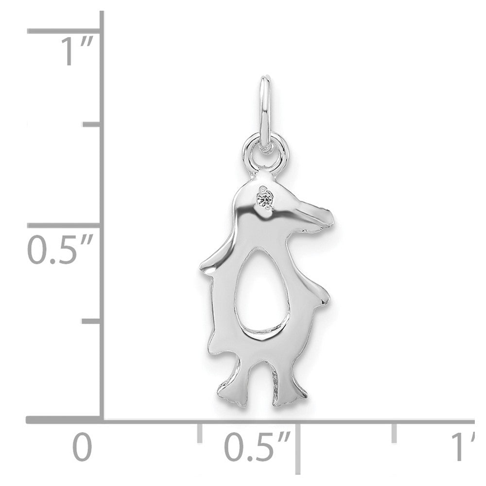 Sterlingsilber Poliert Zirkonia Vogel Charm