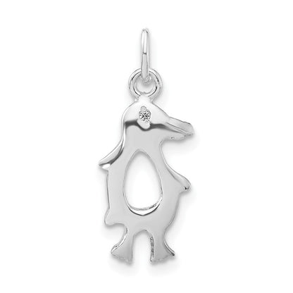 Sterlingsilber Poliert Zirkonia Vogel Charm