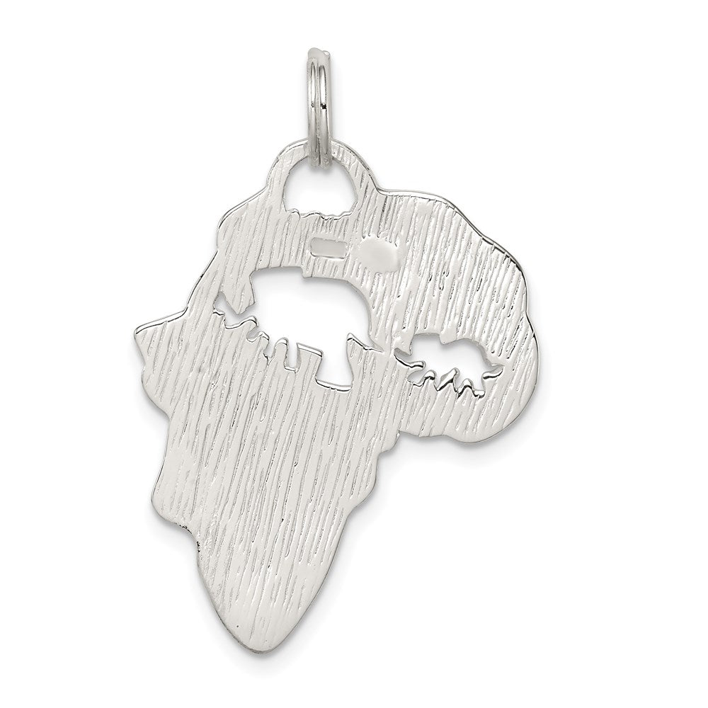 Sterlingsilber Africa Continent mit Elefant Ausgeschnitten Anhänger