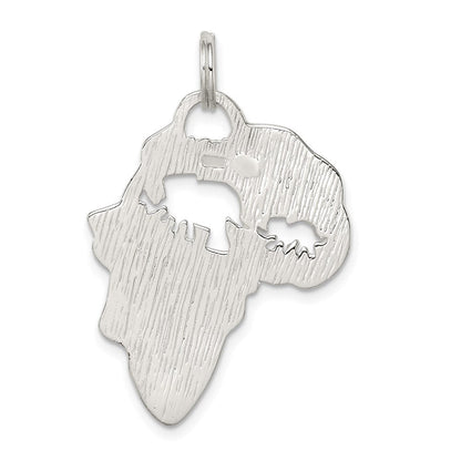Sterlingsilber Africa Continent mit Elefant Ausgeschnitten Anhänger