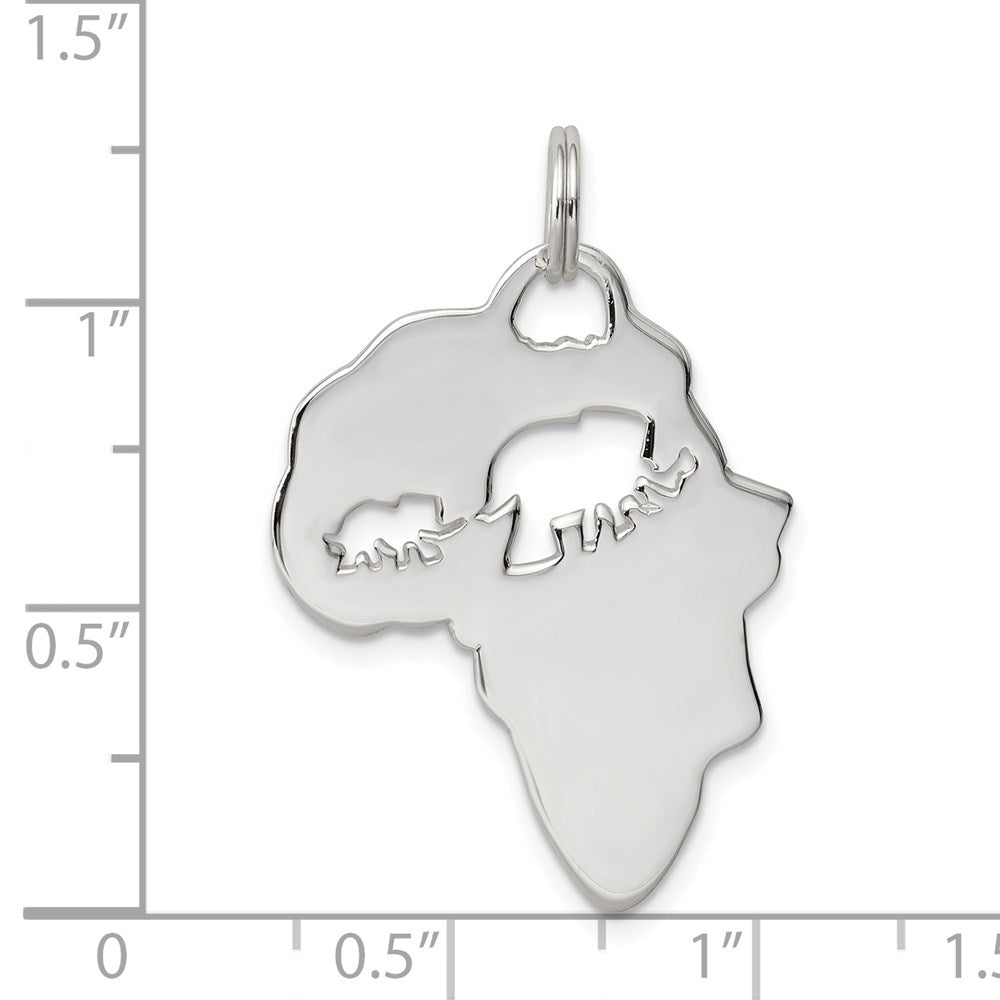 Sterlingsilber Africa Continent mit Elefant Ausgeschnitten Anhänger