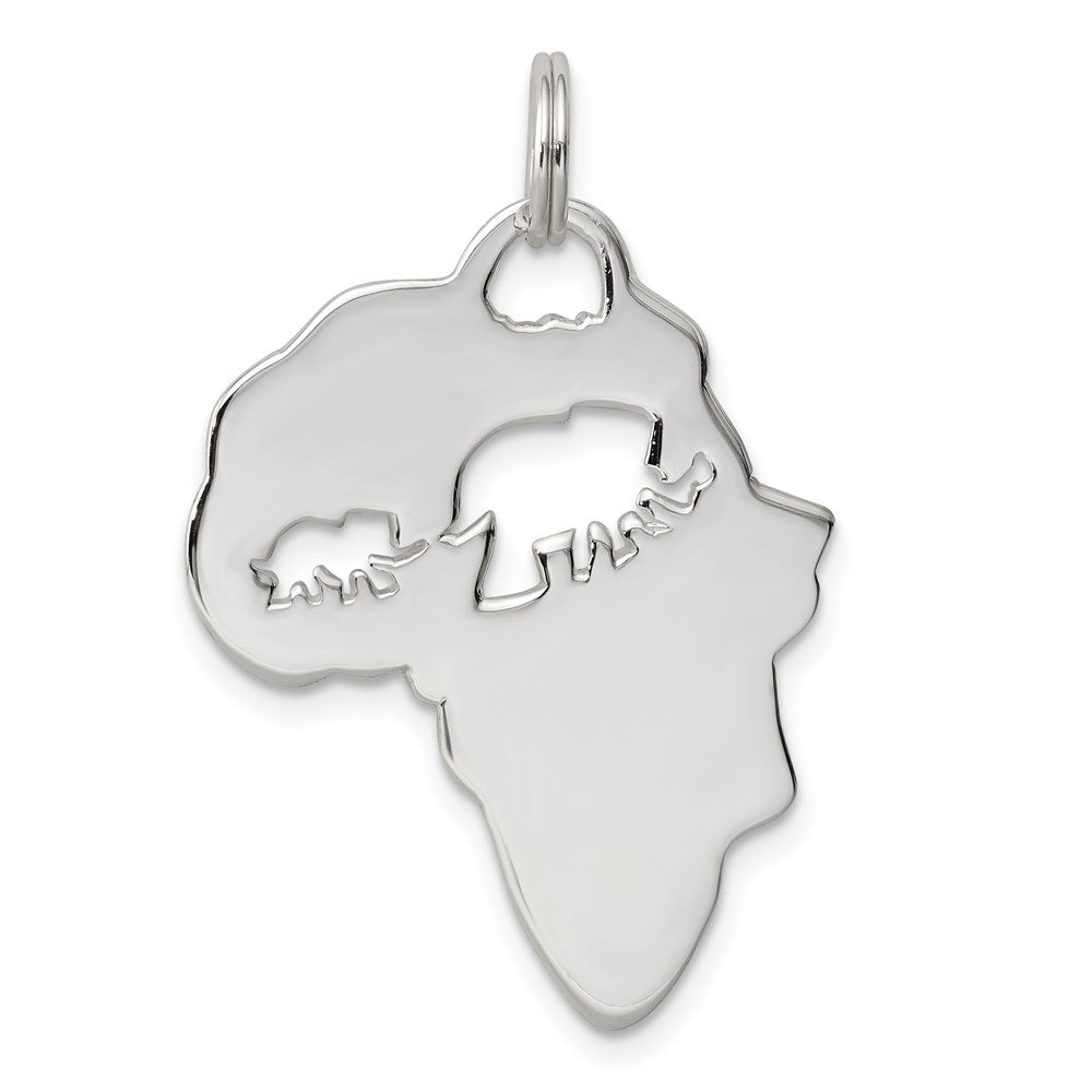 Sterlingsilber Africa Continent mit Elefant Ausgeschnitten Anhänger