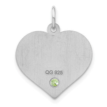 Sterlingsilber Silber/rhodiniert Personalisiert Herz mit Geburtsstein Charm