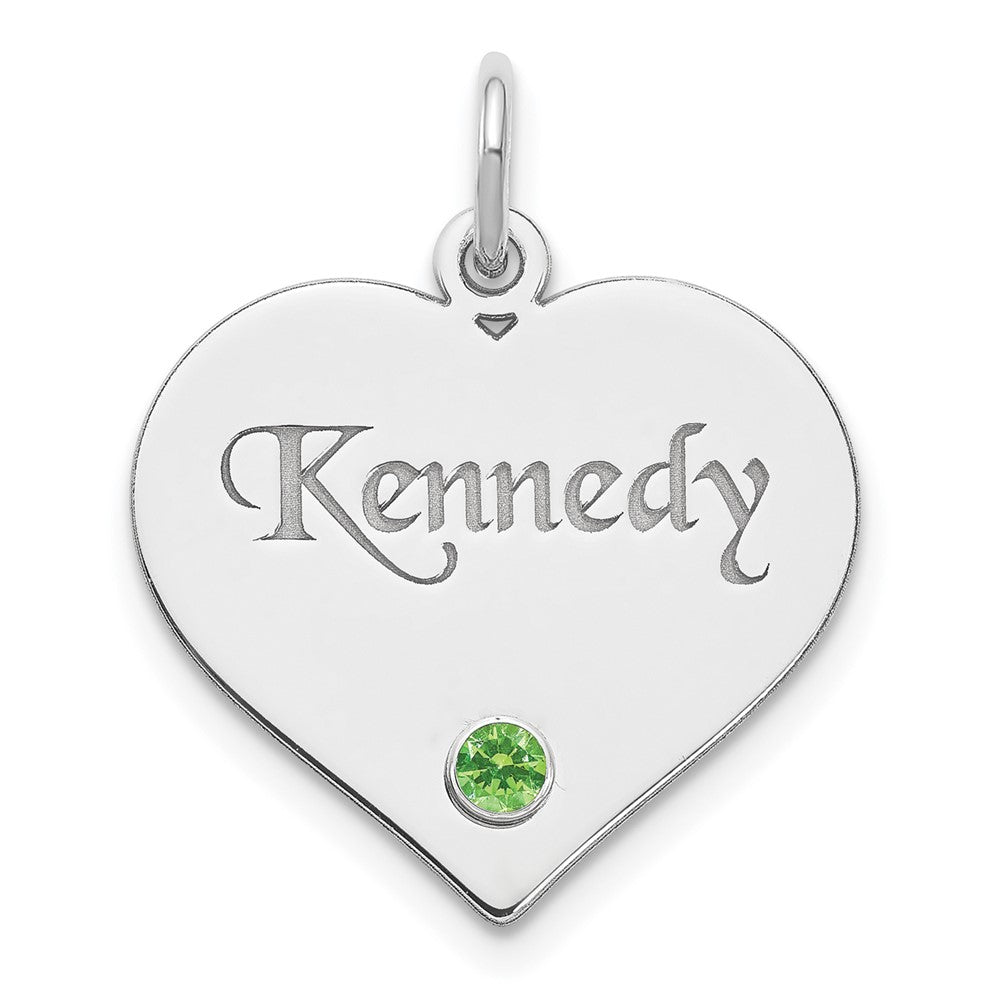 Sterlingsilber Silber/rhodiniert Personalisiert Herz mit Geburtsstein Charm