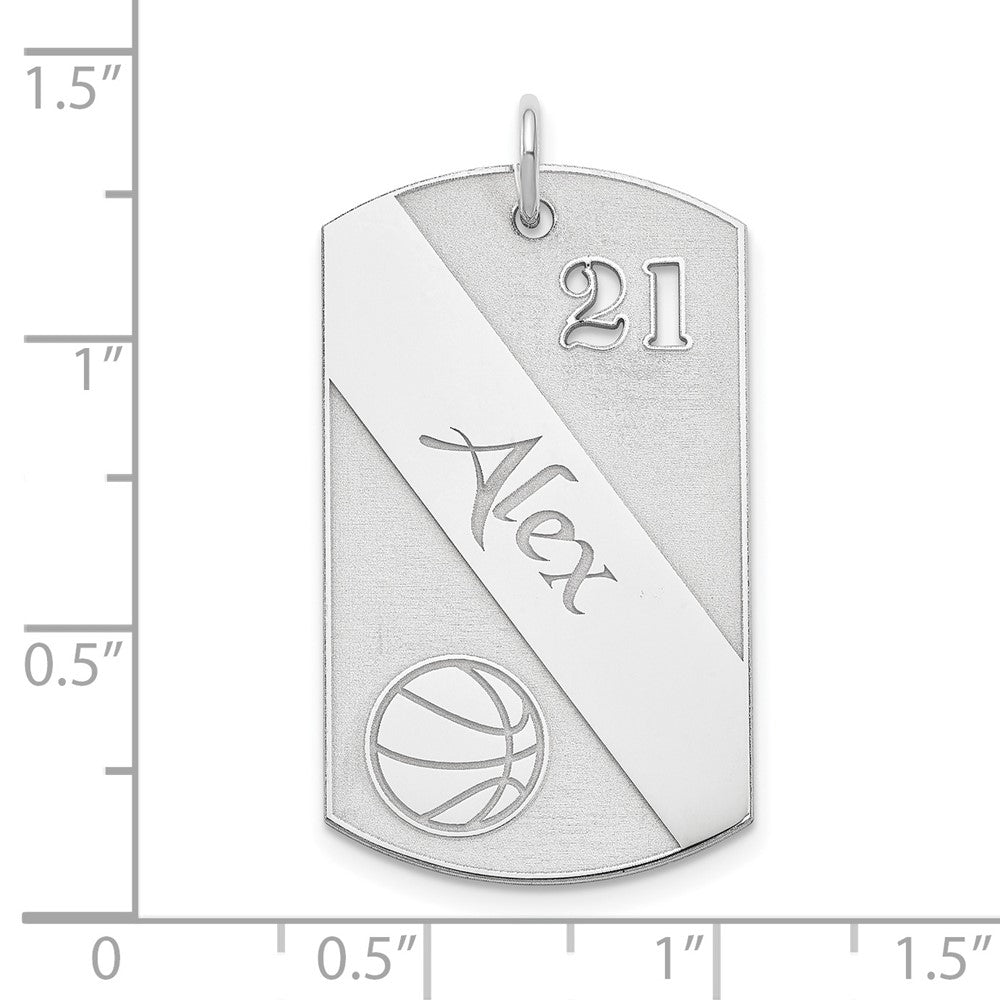 Sterlingsilber Ss/rhodiniert Personalisiert Basketball Erkennungsmarke Charm