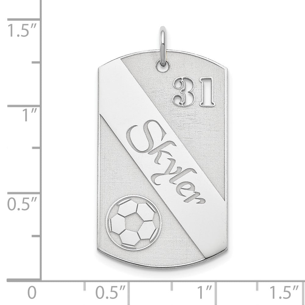 Sterlingsilber Ss/rhodiniert Personalisiert Fußball Kugel Erkennungsmarke Charm