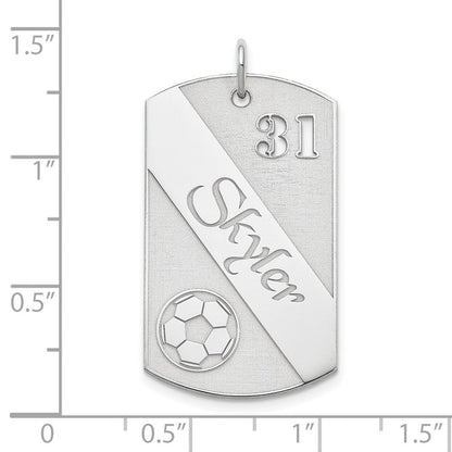Sterlingsilber Ss/rhodiniert Personalisiert Fußball Kugel Erkennungsmarke Charm