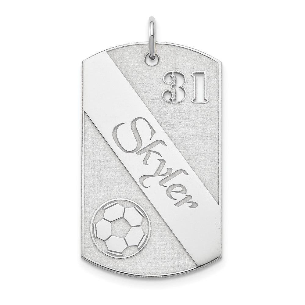 Sterlingsilber Ss/rhodiniert Personalisiert Fußball Kugel Erkennungsmarke Charm