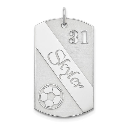 Sterlingsilber Ss/rhodiniert Personalisiert Fußball Kugel Erkennungsmarke Charm