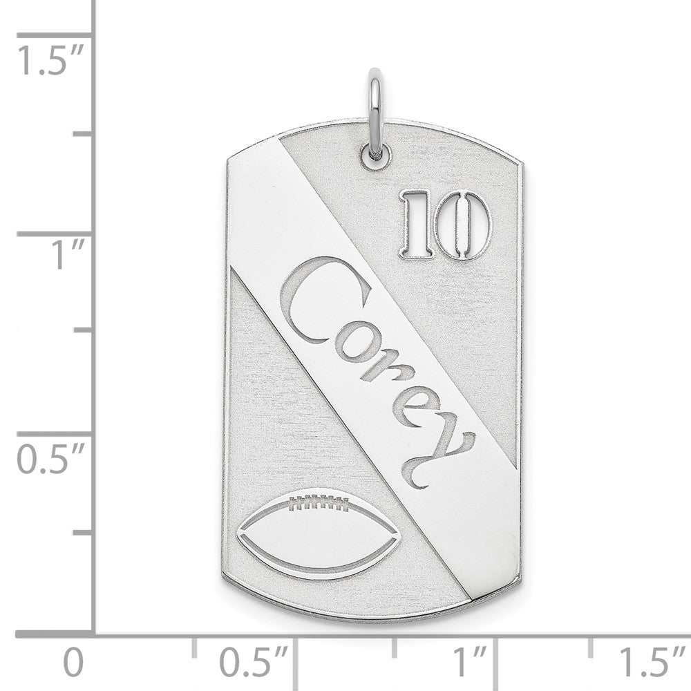 Sterlingsilber Ss/rhodiniert Personalisiert Football Erkennungsmarke Charm