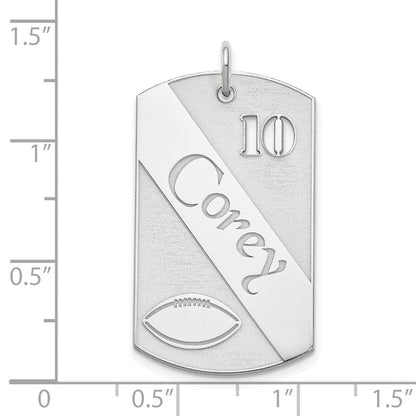 Sterlingsilber Ss/rhodiniert Personalisiert Football Erkennungsmarke Charm