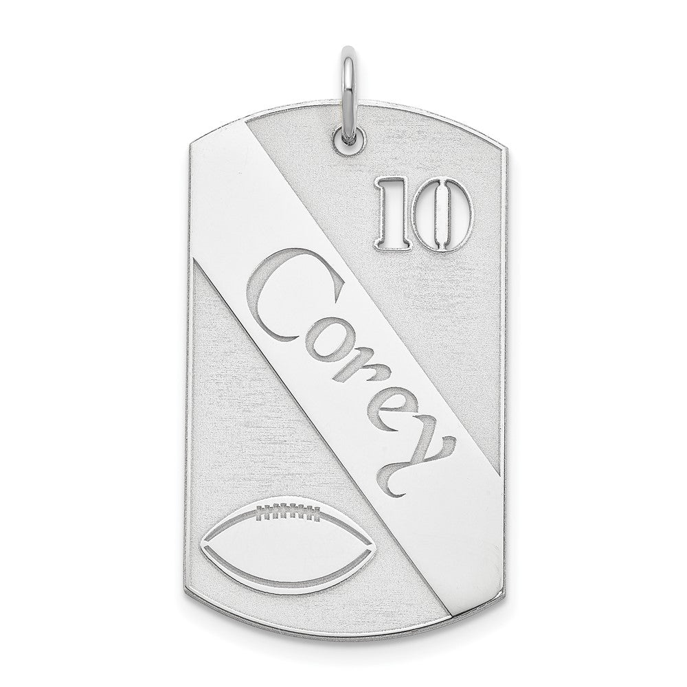 Sterlingsilber Ss/rhodiniert Personalisiert Football Erkennungsmarke Charm
