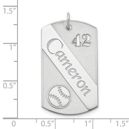Sterlingsilber Ss/rhodiniert Personalisiert Baseball Erkennungsmarke Charm
