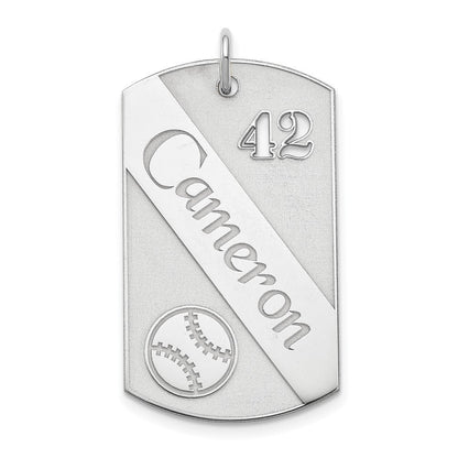 Sterlingsilber Ss/rhodiniert Personalisiert Baseball Erkennungsmarke Charm