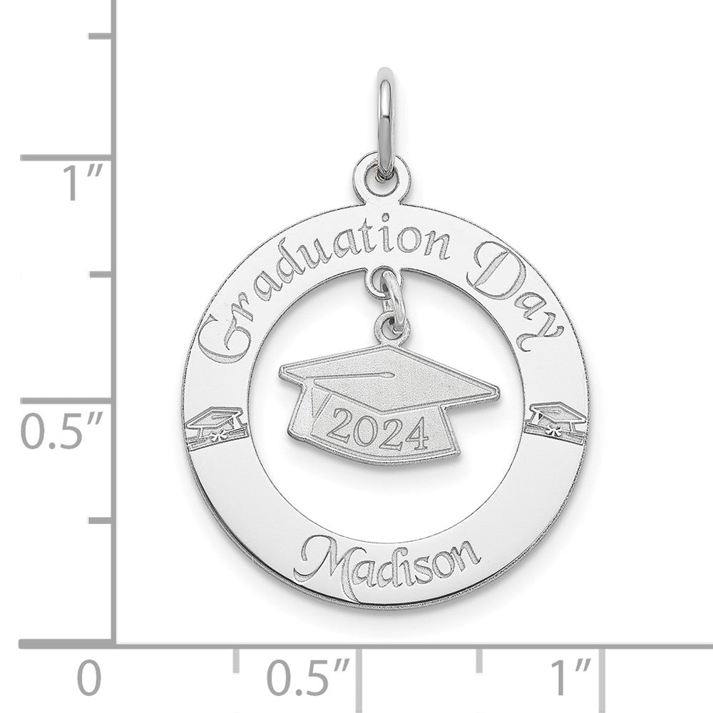 Sterlingsilber Ss/rhodiniert Personalisiert Abschluss Charm
