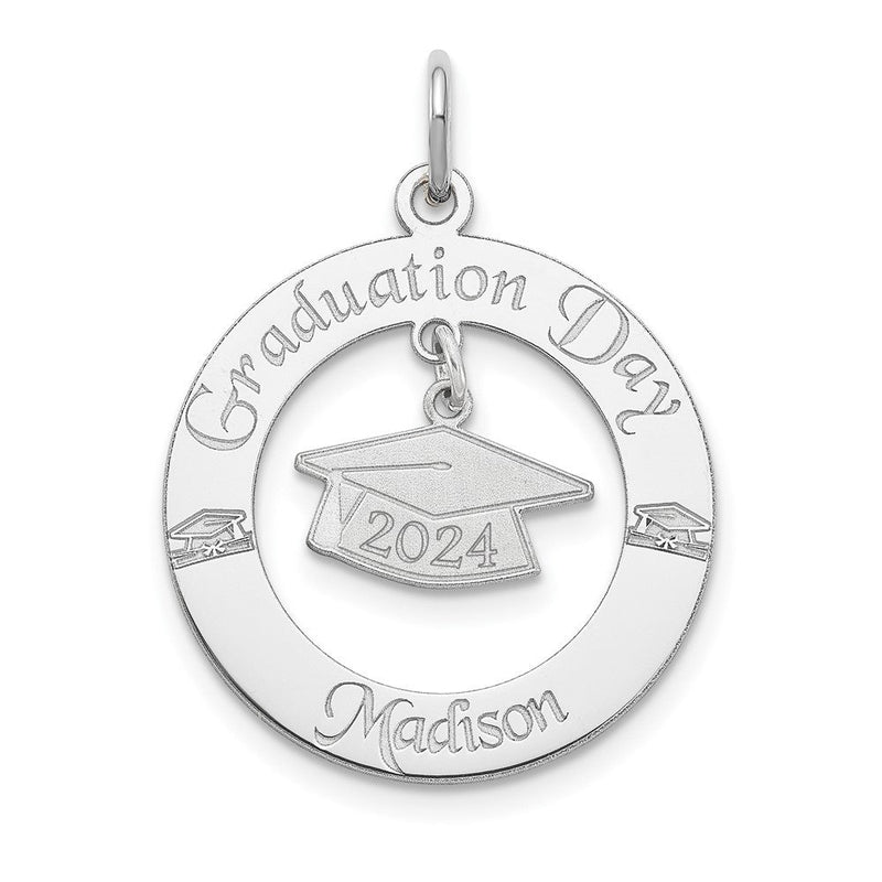 Sterlingsilber Ss/rhodiniert Personalisiert Abschluss Charm
